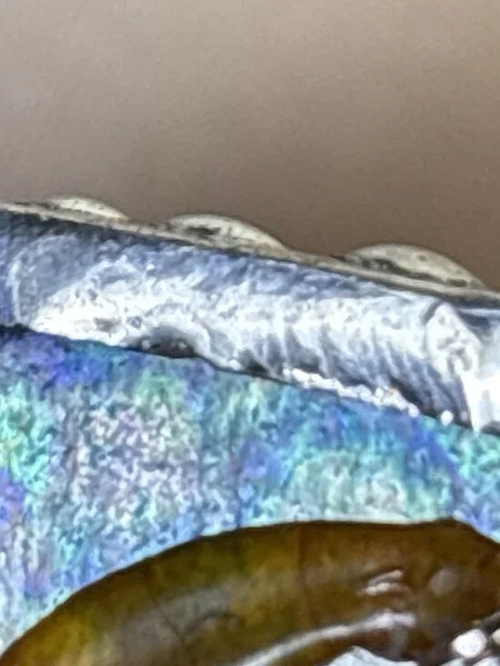 Vintage Square Carved Abalone Brooch – Artisan Made, Beautifully Handmade B69 - Picture 3 of 5